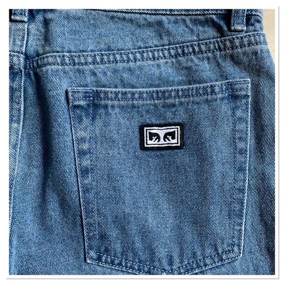 Obey Hard Work Dreams Denim Jeans Baggy Light Blue Size 30 - Picture 9 of 12